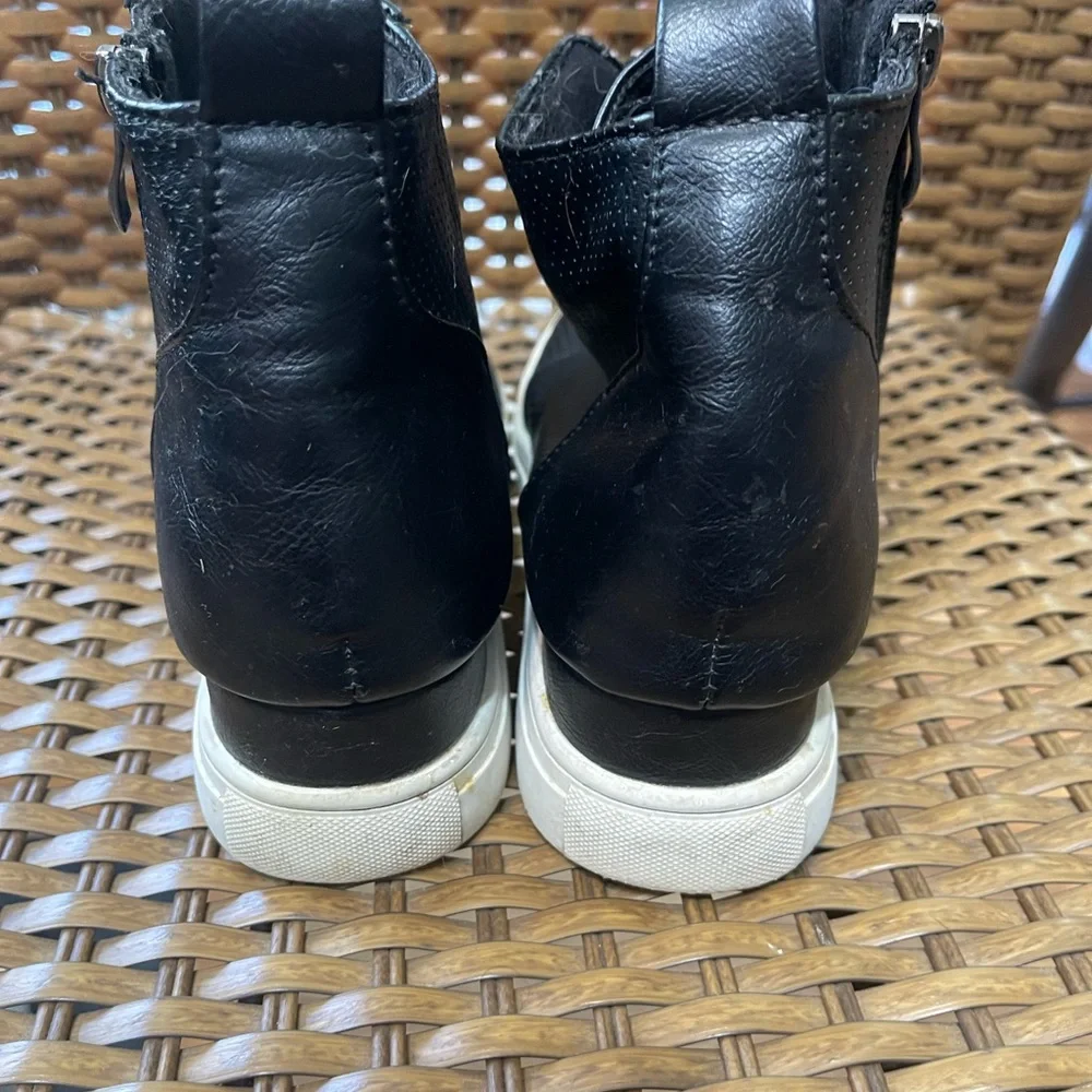 Elegant Black Perforated Women's Wedge Shoes